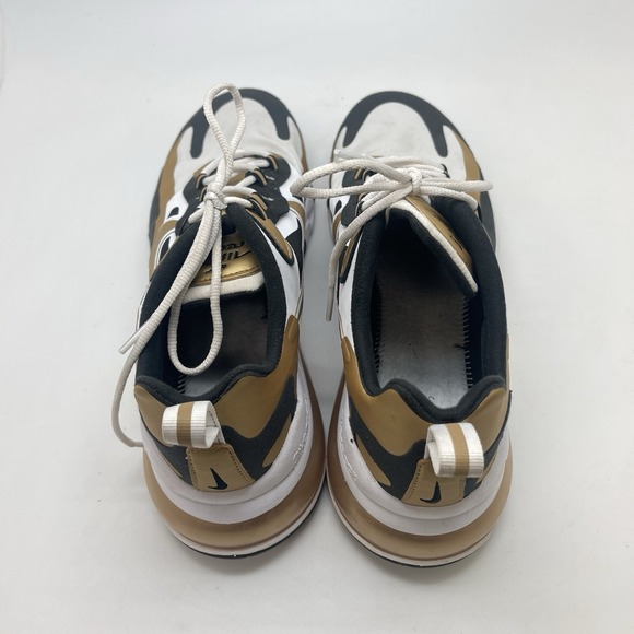 Nike Sneakers Mens 10 Air Max 270 React CW7298-100 Gold Athletic‎ Running Shoes - Picture 5 of 10